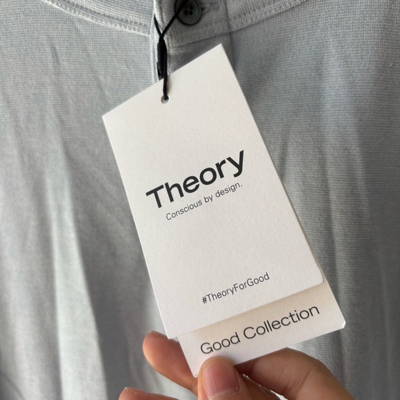 Theory Gaskell Short-Sleeve Henley - Misty Blue Sz L NWT - Picture 8 of 9